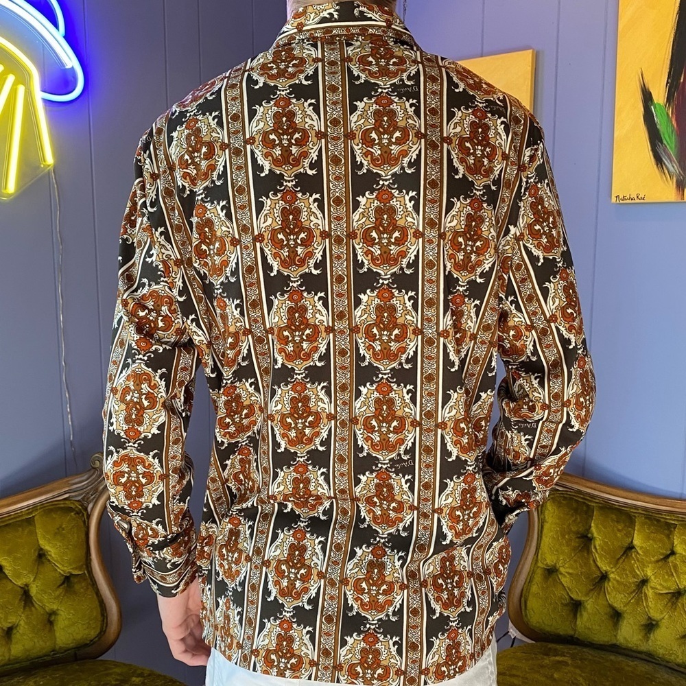 Vintage 1970s D’Avila Mens Button Down Dagger Collar Shirt - Picture 9 of 12
